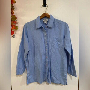 Lilly Pulitzer Linen Cotton Blend Long Sleeve Blue Shirt Sze Small Coastal Beach